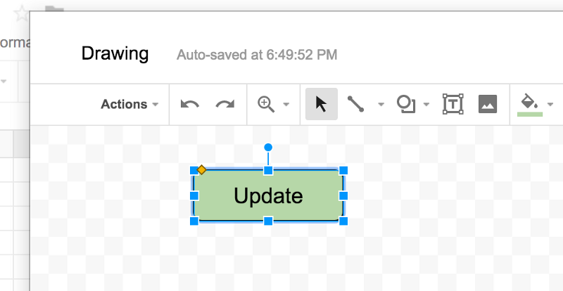 Drawing a button in google draw with the Update label