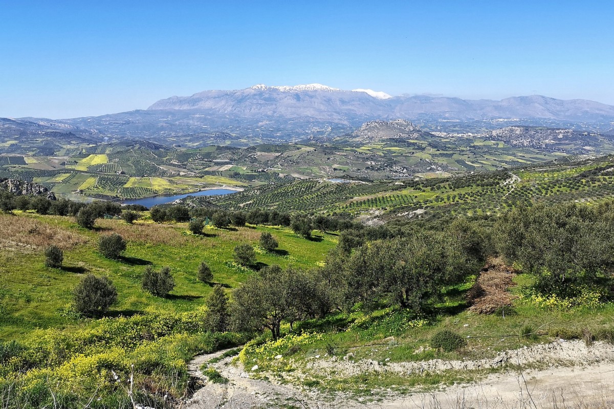 Panorama view of a valley in Crete